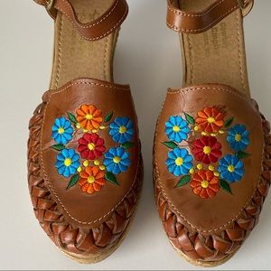 Beautiful embroidered leather wedges ** NEW **